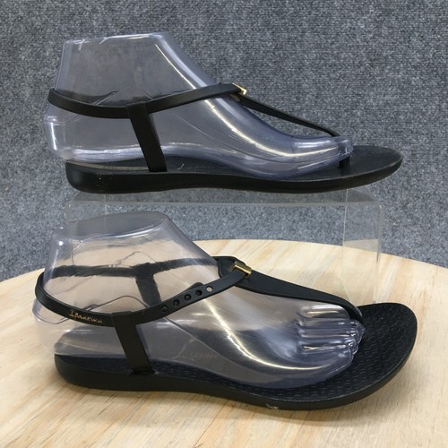 Ipanema Sandals Womens 7 Lenny Niemeyer Flat Thongs Black Round Open Toe Casual | eBay