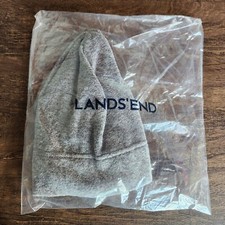LANDS' END Gray Slate Heather Gray Fleece Winter Beanie Hat One Size NWT