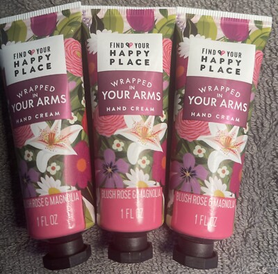 Lot Of 3 Find Your Happy Place Hand Cream 1oz Blush Rose & Magnolia