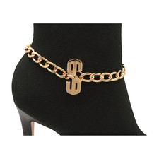 Women Gold Chain Boot Bracelet Shoe Dollar Sign  Charm Anklet Street Wear Night