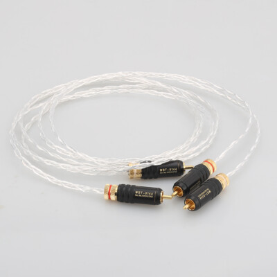 Pair OCC Copper Silver Plated Audio Interconnects Cable with Gold Plate RCA Plug