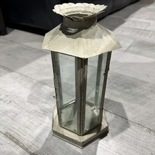 Candle Lanter White 11? Antique Look