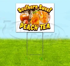 SOUTHERN SWEET PEACH TEA 18x24 Yard Sign WITH STAKE Corrugated Bandit USA TREAT