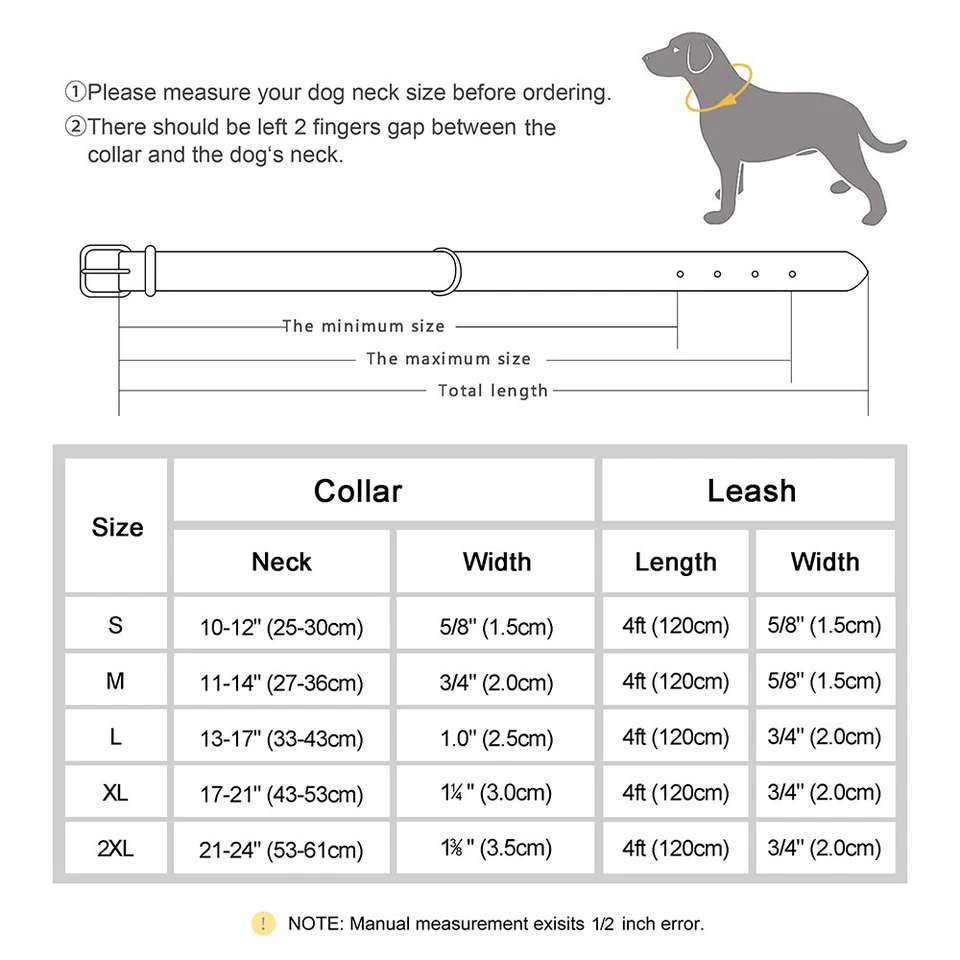 Soft Leather Dog Collar and Lead set Heavy Duty Adjustable for Small Large Dogs - image 2 of 4