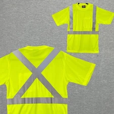 Hi Vis Shirt Mens M Class II Type R Reflective Safety HIGH VISIBILITY ISEA ANSI
