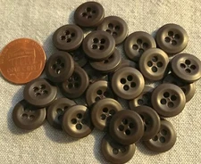 24 Small Dark Brown Concave Center Plastic Sew-through Buttons 1/2" 12.5mm 3695