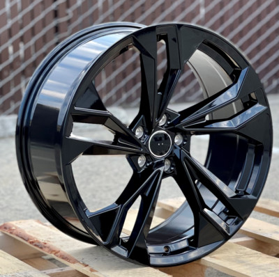 19X8.5 Gloss Black Machined Face Wheels Fits Audi A4 A5 A6 A8 Q5 TT Rims Set 4
