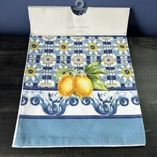 NWT Mosaic Tile & Lemons Motif Table Runner 14" x 72" Buffet Decor Tablescape