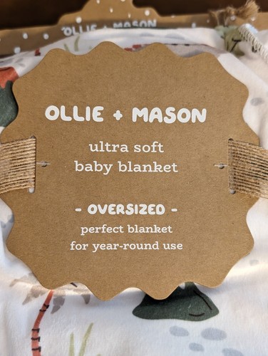 Ollie + Mason Dinosaur Baby Blanket Sherpa on Reverse 30x40 Polyester Plush NEW - Picture 2 of 6
