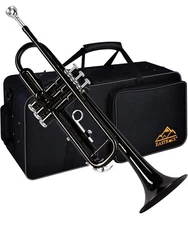EASTROCK Bb Trumpet Standard Trumpet with Carrying Case, 7C Mouthpiece (Black)