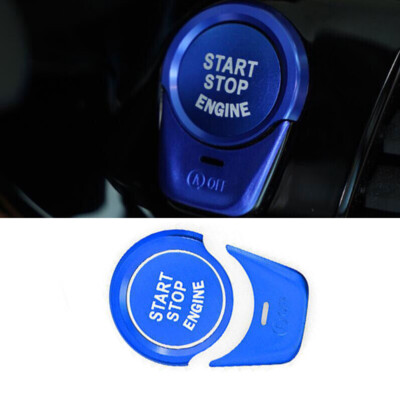 For BMW 7 Series 2016-2022 Blue Aluminum One-Click Startup Switch Frame Cover 2*