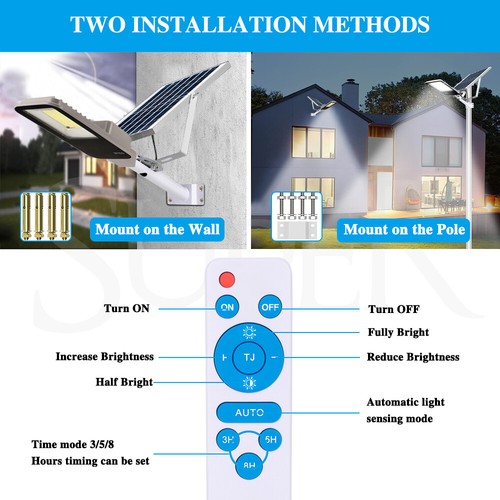 Solar LED Street Light Remote Waterproof Outdoor Flood Garden Yard Street Lamp - Picture 9 of 13