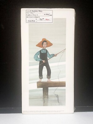 1991 P Buckley Moss Offset Lithograph 226/1000 Print ''P.J.'' Boy Fishing