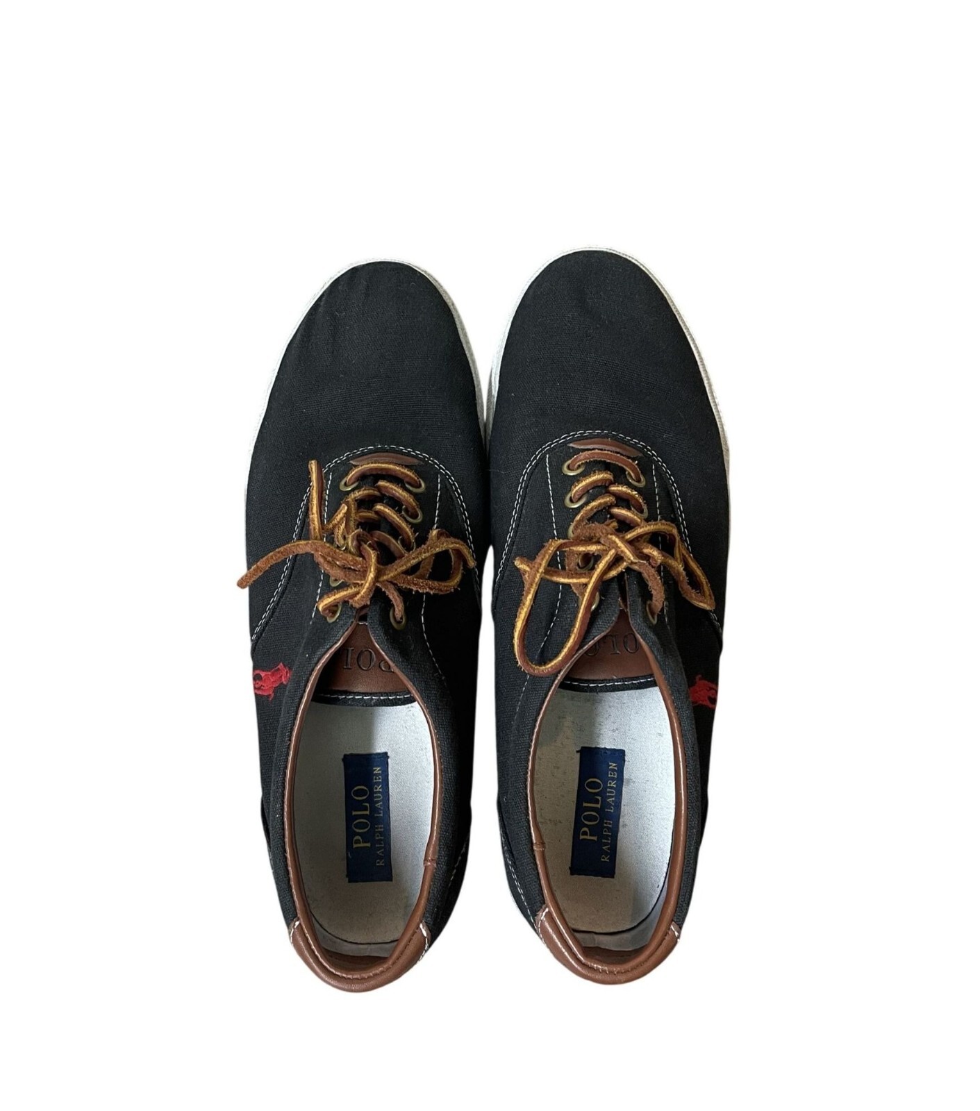 Sneakers da barca uomo Polo Ralph Lauren nere in pelle con logo pony Vaughn taglia US 13