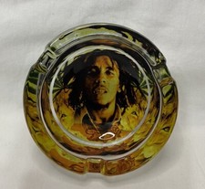 Vintage Bob Marley Heavy Glass Ashtray 3.5in