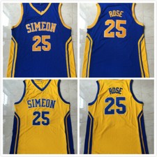 Derrick Rose #25 Simeon High School Basketball Jersey Blue Yellow All Stitched