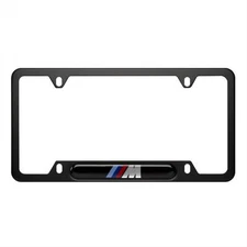 BMW OEM M Logo Black Stainless Steel License Plate Frame SINGLE 82120010404