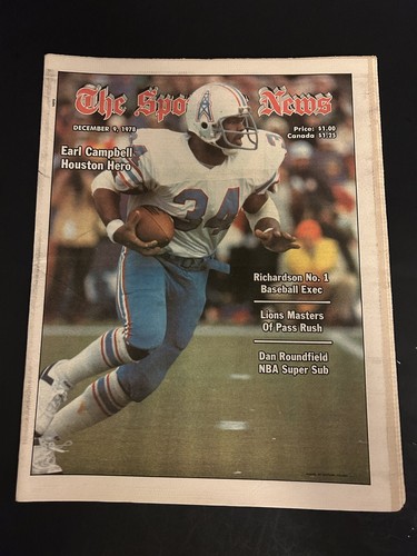 1977 Sporting News TEXAS LONGHORNS Earl CAMPBELL No Label UNIVERSITY OF TEXAS