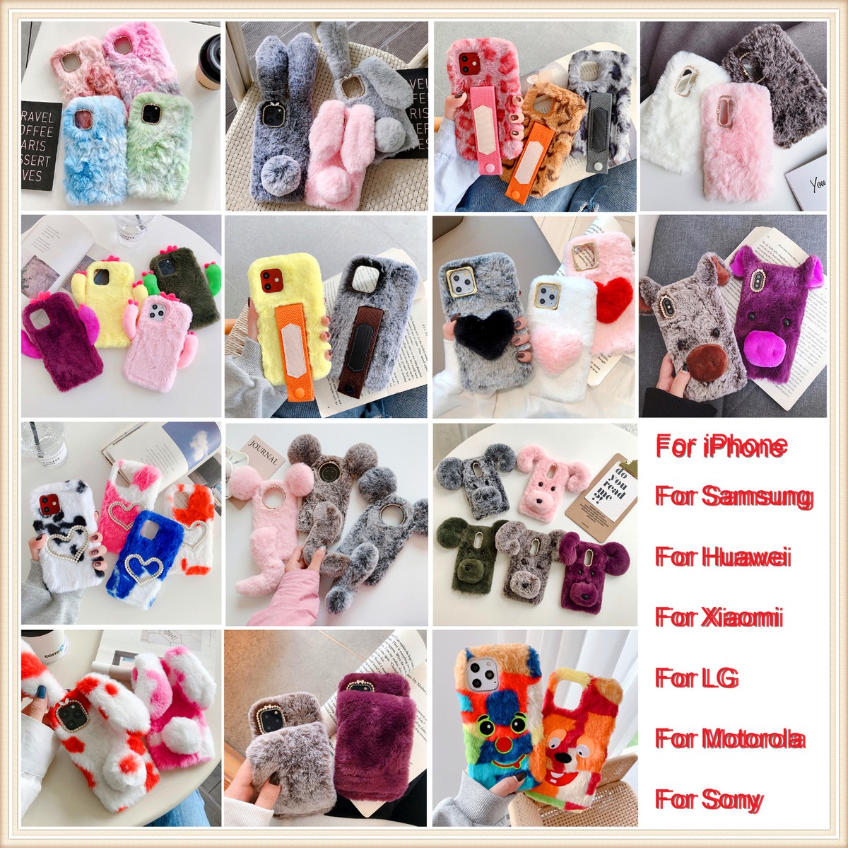 Fashion Fur Plush Furry Case Cover for iPhone 13 12 11 Pro Max 13