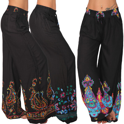 Hose Harem Aladin Ali Baba Pumphose Pluder Sommer Strand Hippy Blumen 36 38