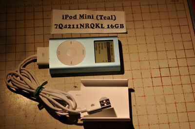 16GB Upgraded Apple iPod Mini Blue/Teal with extras working Used