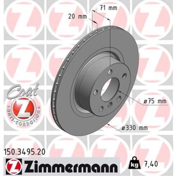 Zimmermann 2X Bremsscheibe Hinten Ø330 Mm InnenbelüFtet FüR BMW X3 F25-image
