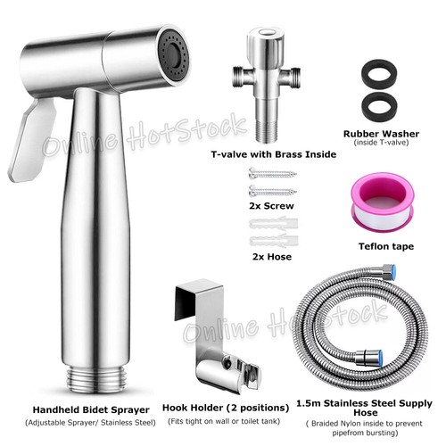 Bidet Douche Toilet Sprayer Shattaf Shower Head Hose Spray Kit Handheld Bathroom - Picture 13 of 13