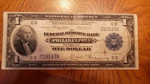1918 $1 Federal Reserve Bank Note — Philadelphia “Green Eagle” Large Size
