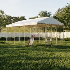 15x10 FT Large Dog Kennel with Canopy, Heavy Duty Steel, Waterproof, Lockable
