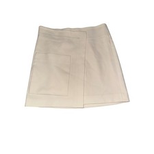 Halston Heritage Cream Ivory Wrap Mini Skirt Front Pocket Size 0 DFI220343