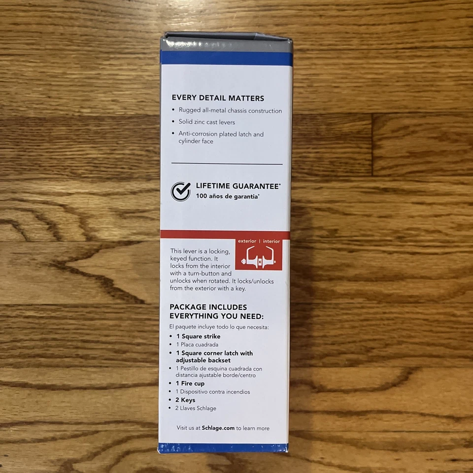 Schlage F51 CSV ELAN PALANCA 626 Entrada con Llave, Cerradura Tubular, Cromo Satinado Foto 3 de 4