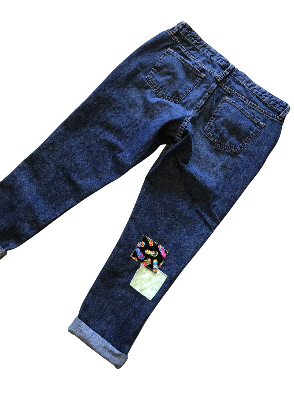 Patchwork Denim Capri Pants, Upcycled Gap Summer … - image 2