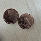 2x 1 oz .999 Fine Copper Rounds Indian Head Buffalo Style Bullion
