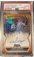 JUNIOR CAMINERO 2023 Bowman Chrome Prospect Auto #d/25 Orange PSA 10 GEM MINT