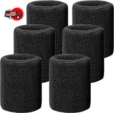 6 Pack 4 Inch Wrist Sweatbands Tennis Bands Absorbent Sweat Band Black