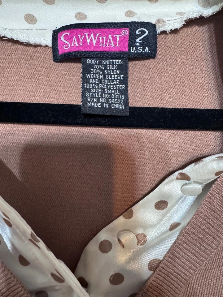 Suéter Top Y2K Coqueta Capas Mezcla Seda Cuello Talla S Preppy Academia Foto 3 de 4