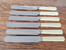 Vintage ART DECO Box Set 6 Faux Bone TABLE KNIVES - Made in Sheffield