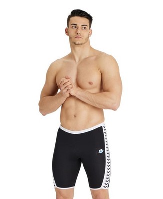 Arena Mens Arena Performance Men's Icons Solid Swim Jammer 30 Black/White Logo