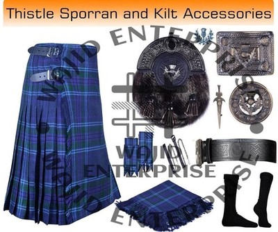 Scottish Handmade Spirit of Scotland Tartan 8-Yard Kilt with Accessories  for Men