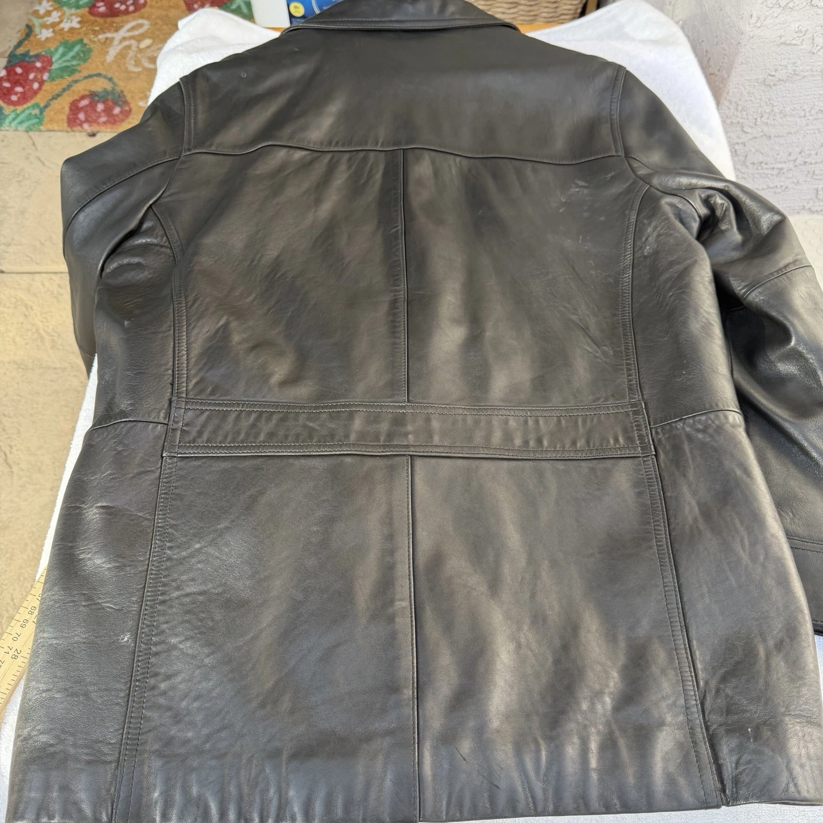 Kenneth Cole Reaction Mens Genuine Leather Jacket Sz.Medium Classic 3 Button image 3