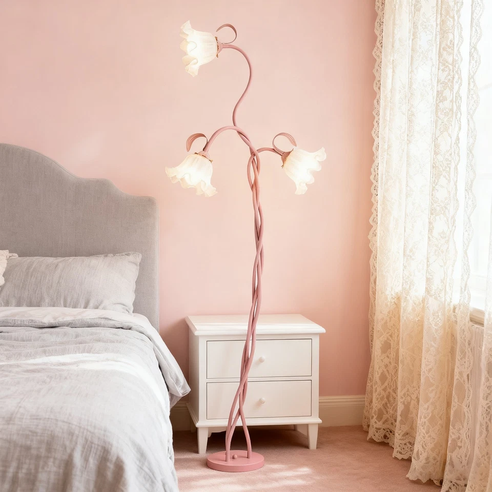 Lámpara de Pie Loto Rosa, Lámpara de Pie LED Flor para Dormitorio y Salón Foto 4 de 4