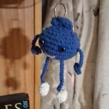 Handmade Mini Crochet Stuffed Fruit Animal Keychains Lot - Blue, Red, Orange