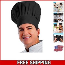 Comfortable Black Chef Hat with Adjustable Fit - Perfect for Baking Cooking