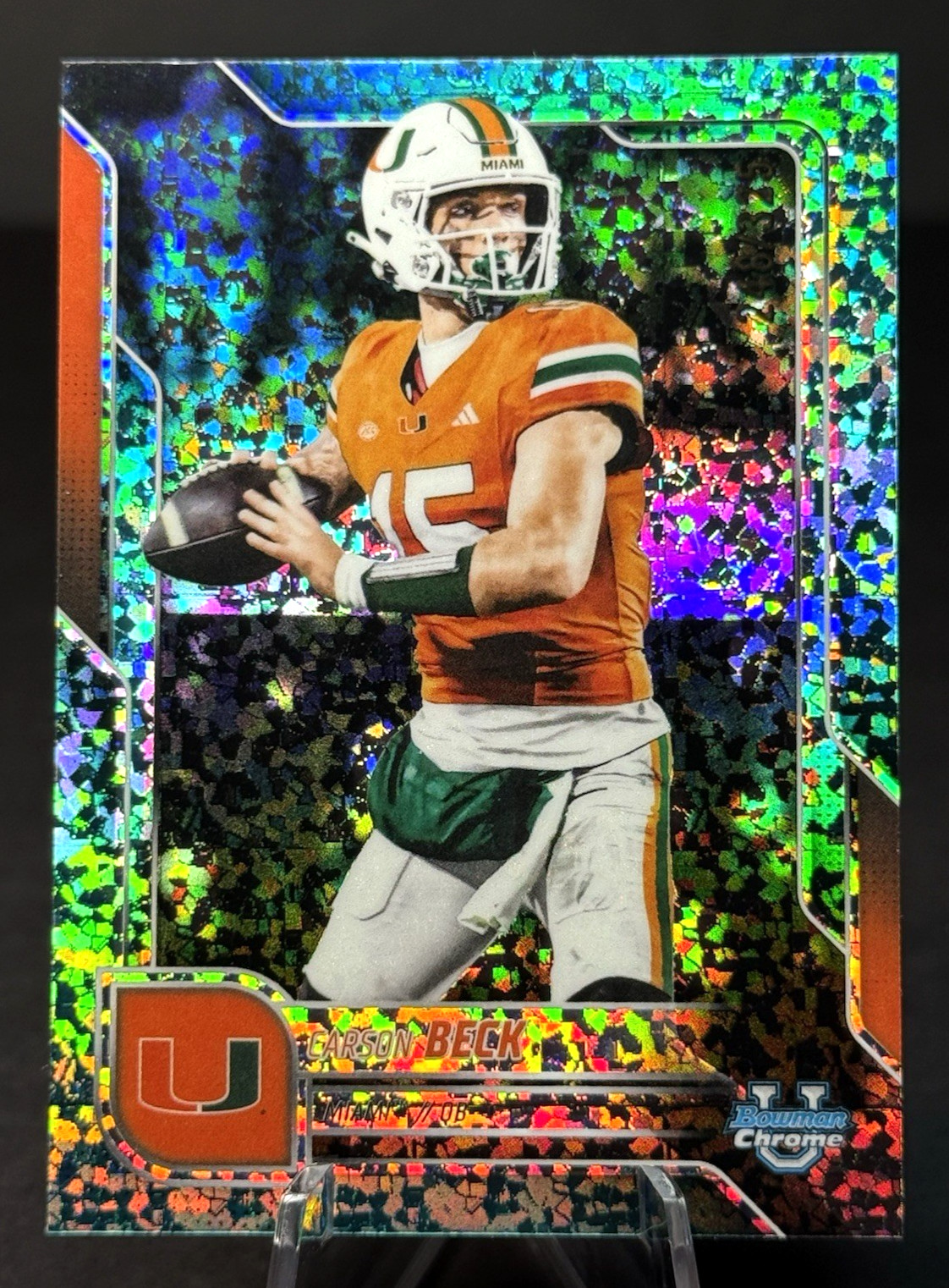 2025 Bowman Chrome University #138 Carson Beck Aqua Mini Diamond Refractor /325