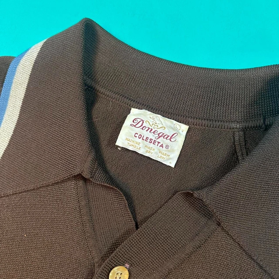 Vintage 1970s collared polo striped shirt multicolor collared 70s vtg mens shirt - Image 3 of 4