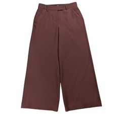 Express Editor Mid Rise Wide Leg Pants Women 4S Studio Stretch Twill Rust Brown