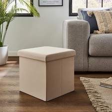 Faux Leather Ottoman Cube Pouffe Storage Box