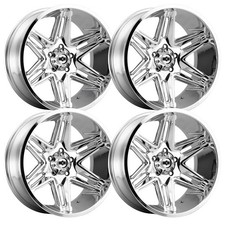 Set-4 Vision 363 Razor 24x12 6x5.5 6x139.7 -51mm Chrome Wheels Rims 24 Inch