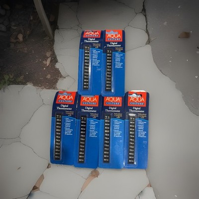 Lot Of 6 Aqua Culture Digital Aquarium Thermometer Fahrenheit Centigrade Scale