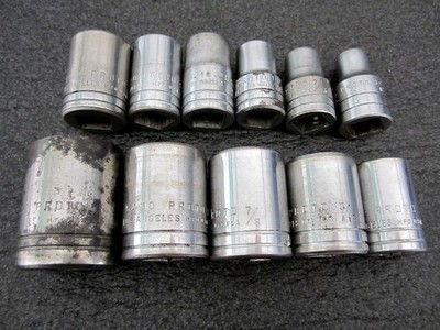 Vintage Proto Los Angeles 1/2'' Drive 11pc SAE Socket Set USA